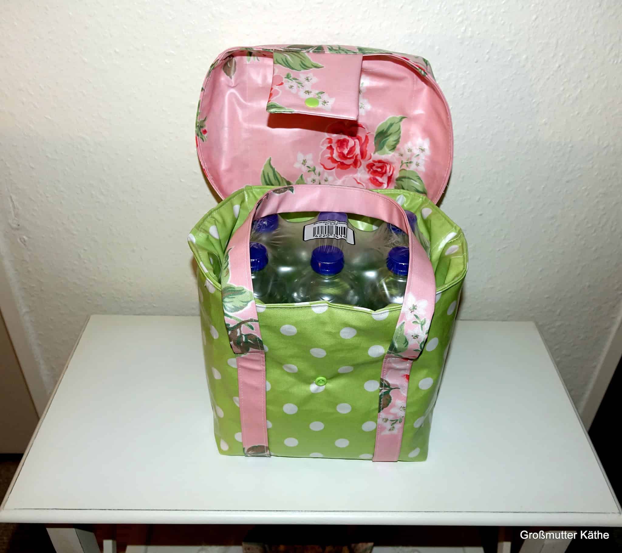 Flaschentasche für 6 Flaschen / Kühltasche aus Wachstuch nähen