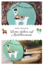 Lama sticken auf Modelliermasse