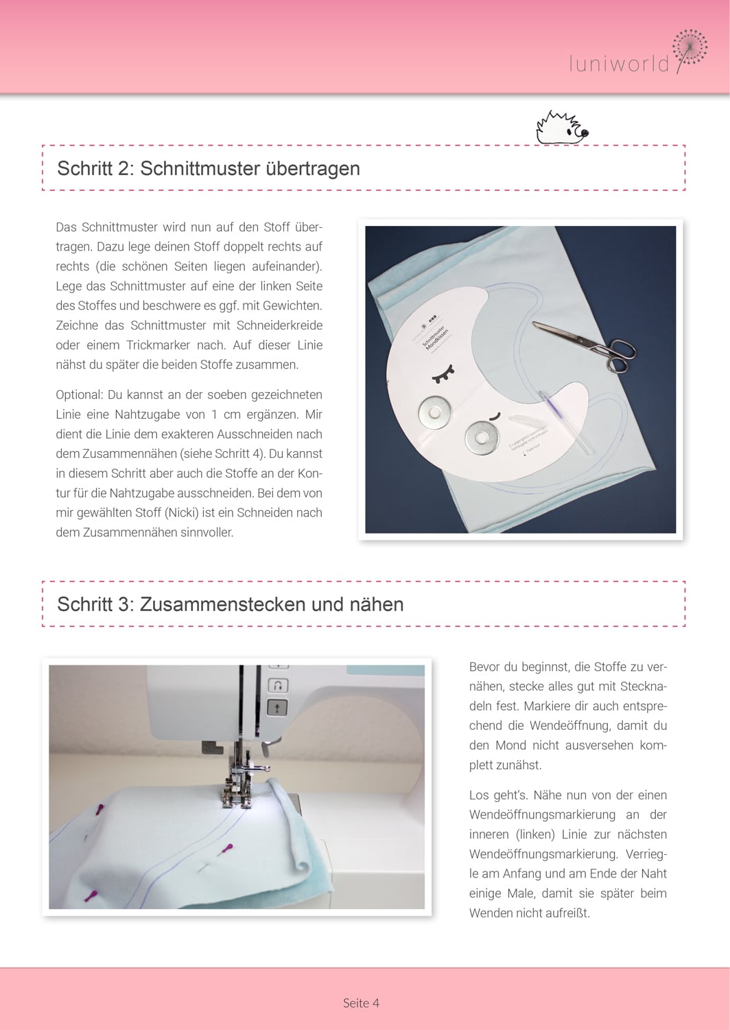 Mondkissen nähen mit Schnittmuster und Anleitung