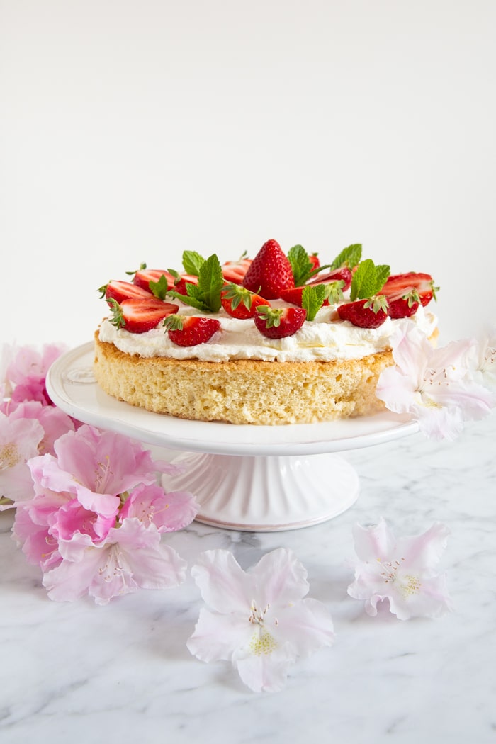TRES-LECHES-KUCHEN MIT ERDBEEREN & MINZE