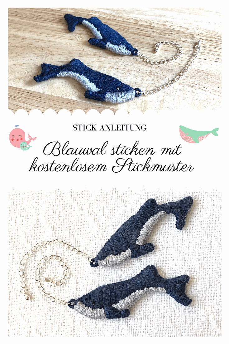 Blauwal sticken mit Vorlage