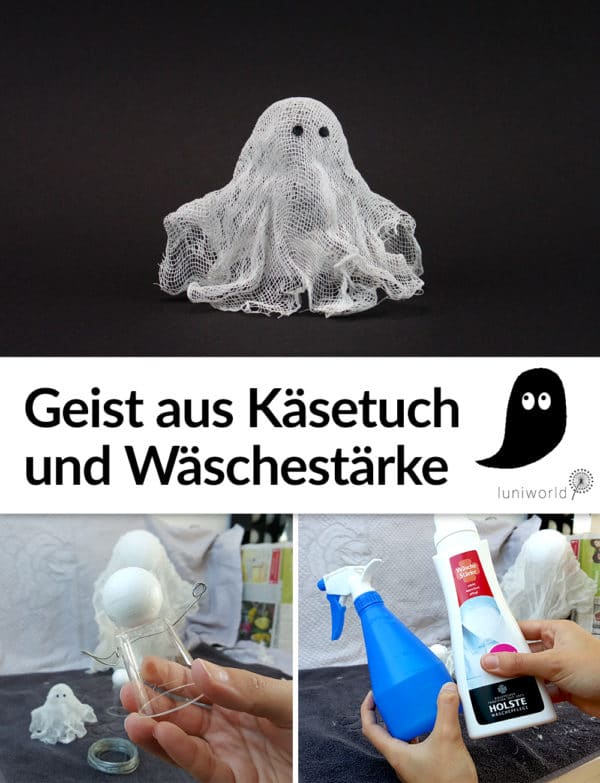 Kleine Geister zu Halloween aus Wäschestärke und Käsetuch