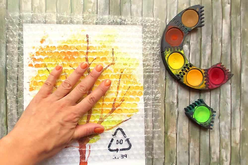Malen mit Kindern Herbstbild mit Apfelbaum HANDMADE Kultur