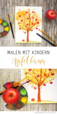 Malen mit Kindern: Herbstbild mit Apfelbaum