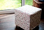 Hocker mit Stoff neu beziehen – Nähen für Faule