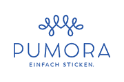 PUMORA Logo mit stilisiertem Knoten und dem Slogan 'Einfach Stecken' für handgemachte Bastelprojekte und kreative DIY-Ideen.