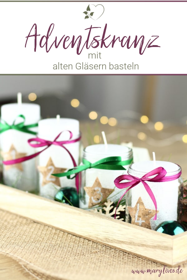 Last-Minute DIY Adventskranz aus alten Gläsern