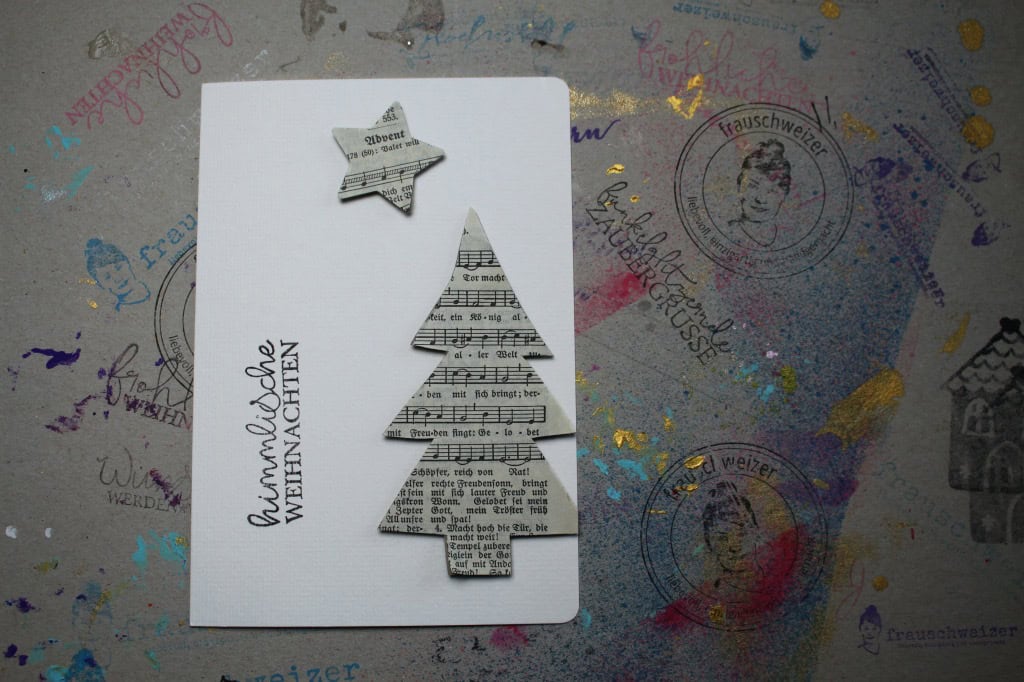 Weihnachtskarten mit alten Buchseiten basteln