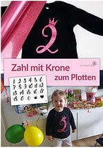 Plotterdatei: Zahl mit Krone (0 bis 18)
