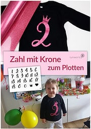 Plotterdatei: Zahl mit Krone (0 bis 18)