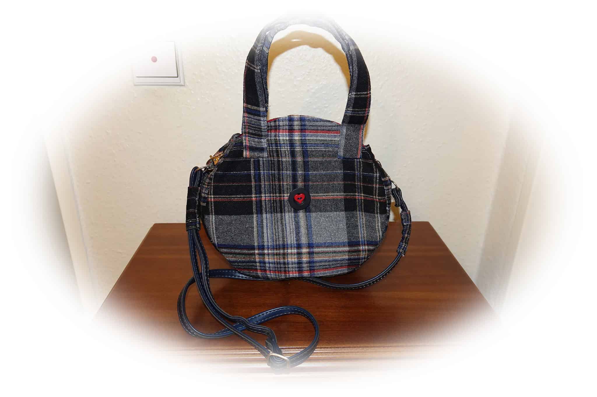 Runde Tasche nähen ,mit Innenfach, rund cross bodybag Upcycling Nähidee