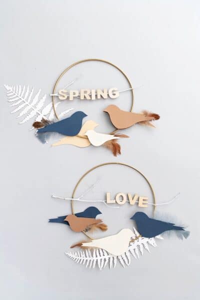 DIY Deko-Wandkranz mit Vögeln aus Papier