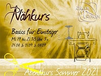 Nähkurs Basics für Einsteiger 3x Mi Abends Aug 19 bis 21.30 Uhr