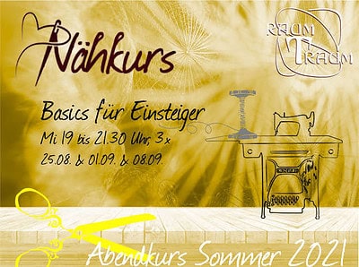 Nähkurs Basics für Einsteiger 3x Mi Abends Aug 19 bis 21.30 Uhr