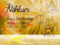 Nähkurs Basics für Einsteiger 3x Mi Abends Okt 19 bis 21.30 Uhr