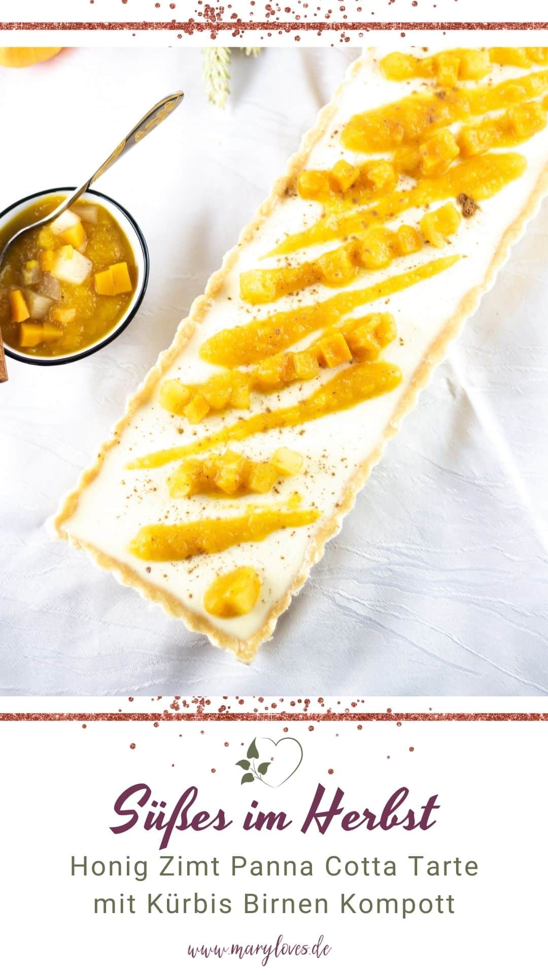 Honig Panna Cotta Tarte mit Kürbis-Birnen-Kompott