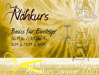 Nähkurs Basics für Einsteiger 3x Do Abends Sep 19 bis 21.30 Uhr