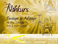 Nähkurs Einsteiger & Aufsteiger 3x Mi Abends Sep 19 bis 21.30 Uhr