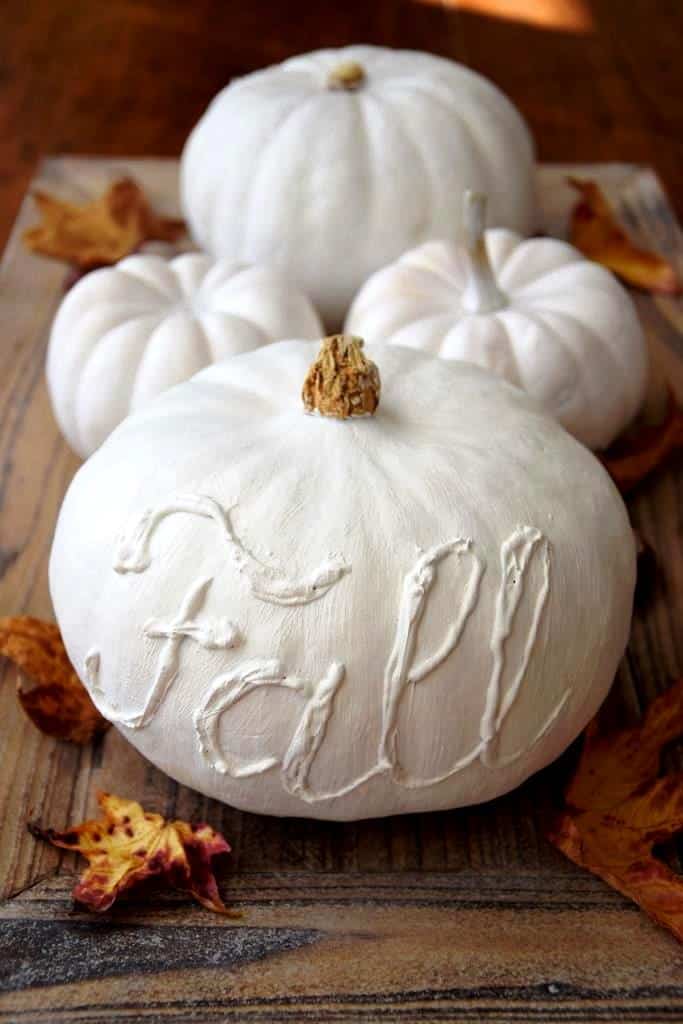 🍂 Happy Herbst mit weißen Kürbissen – Herbstdeko DIY: Kürbisse beschriften und weiß bemalen 🍂
