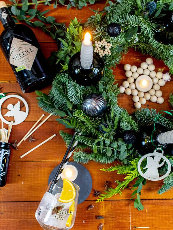 Adventskranz - Glasflaschen Upcycling