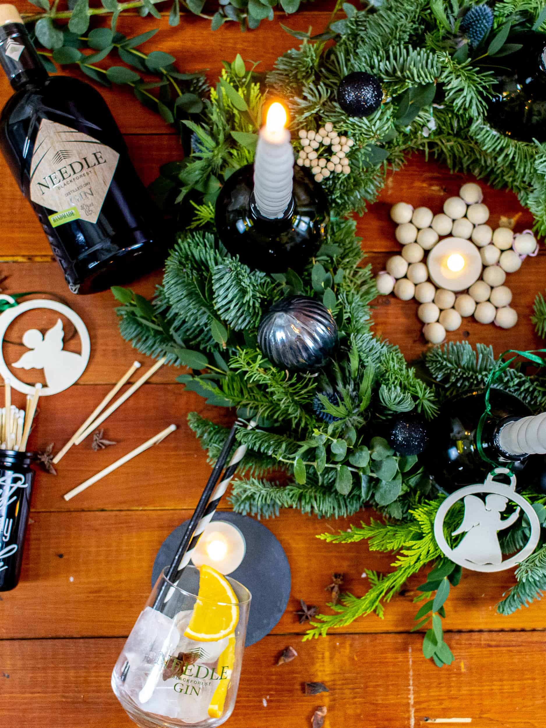 Adventskranz – Glasflaschen Upcycling