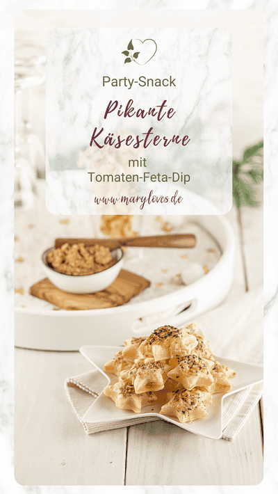 Schnelles Fingerfood: Pikante Käsesterne mit Tomaten-Feta-Dip