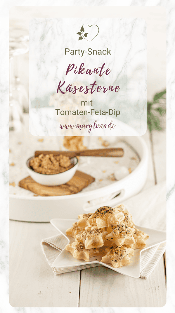 Schnelles Fingerfood: Pikante Käsesterne mit Tomaten-Feta-Dip