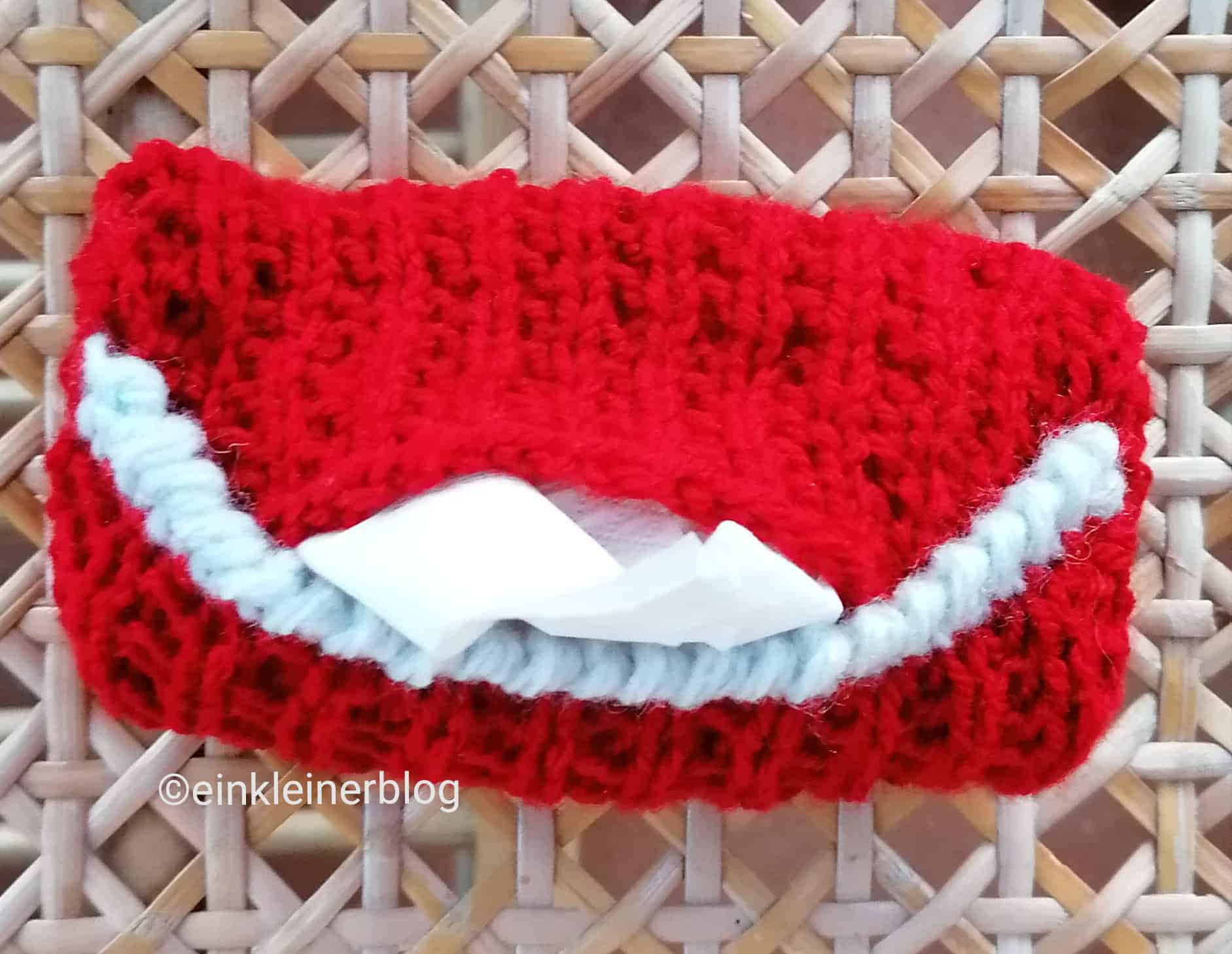 DIY Behälter für Taschentücher,  gestrickt