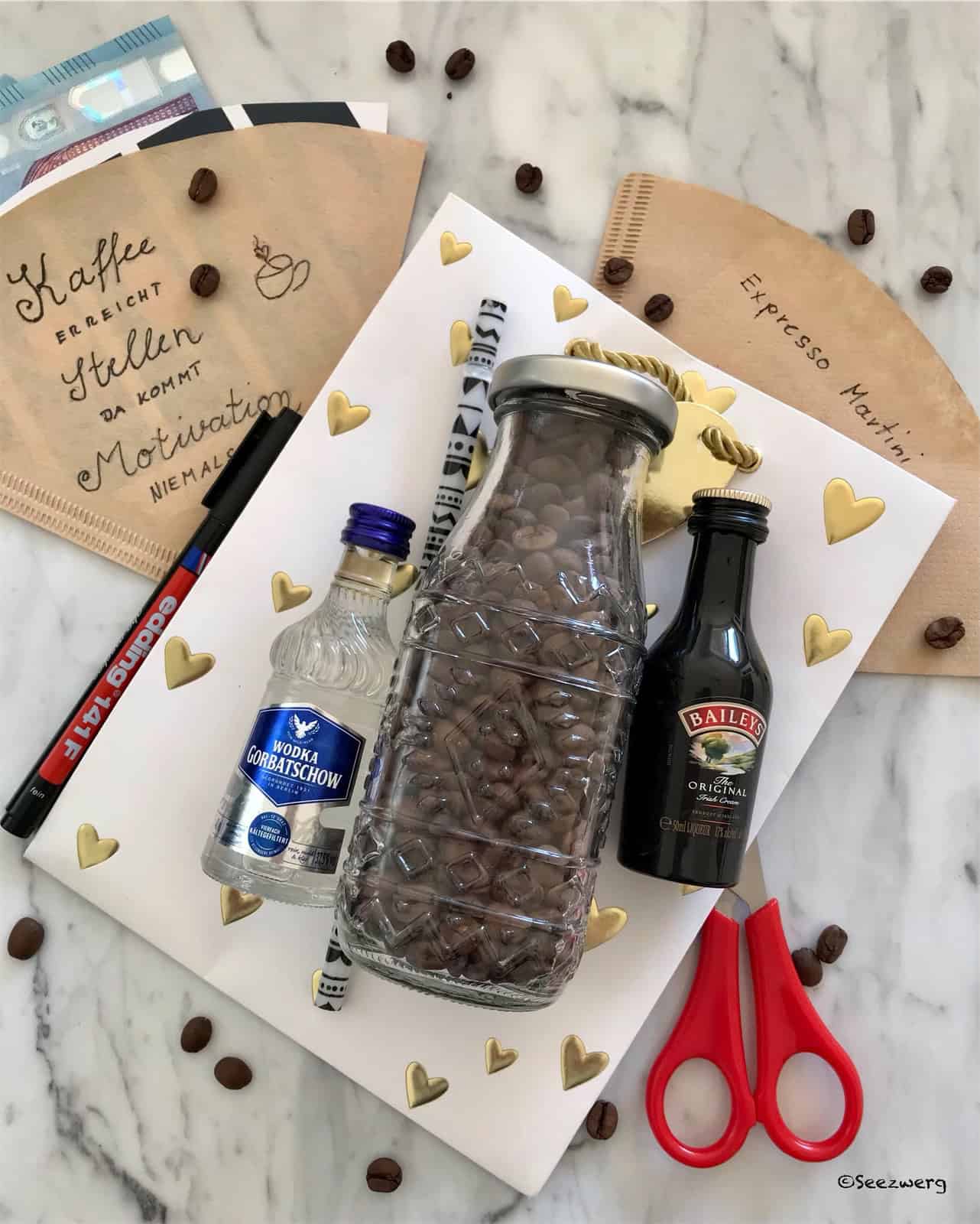 Geldgeschenk/Expresso-Martini-Cocktail