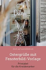 Ostergrüße auf dem Fenster mit Vorlage