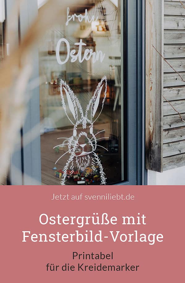 Ostergrüße auf dem Fenster mit Vorlage