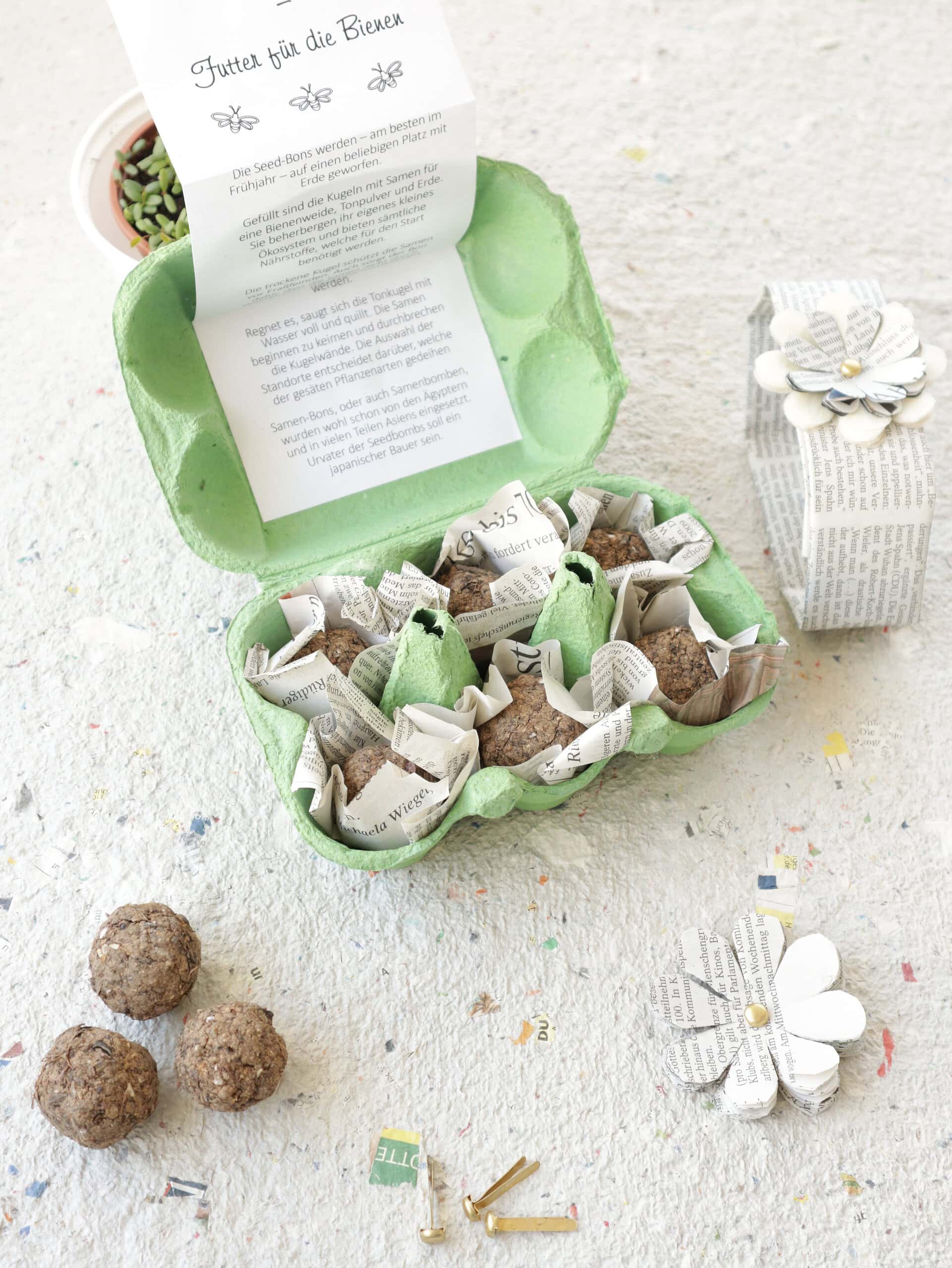 Samenbomben selber machen & Geschenkverpackung