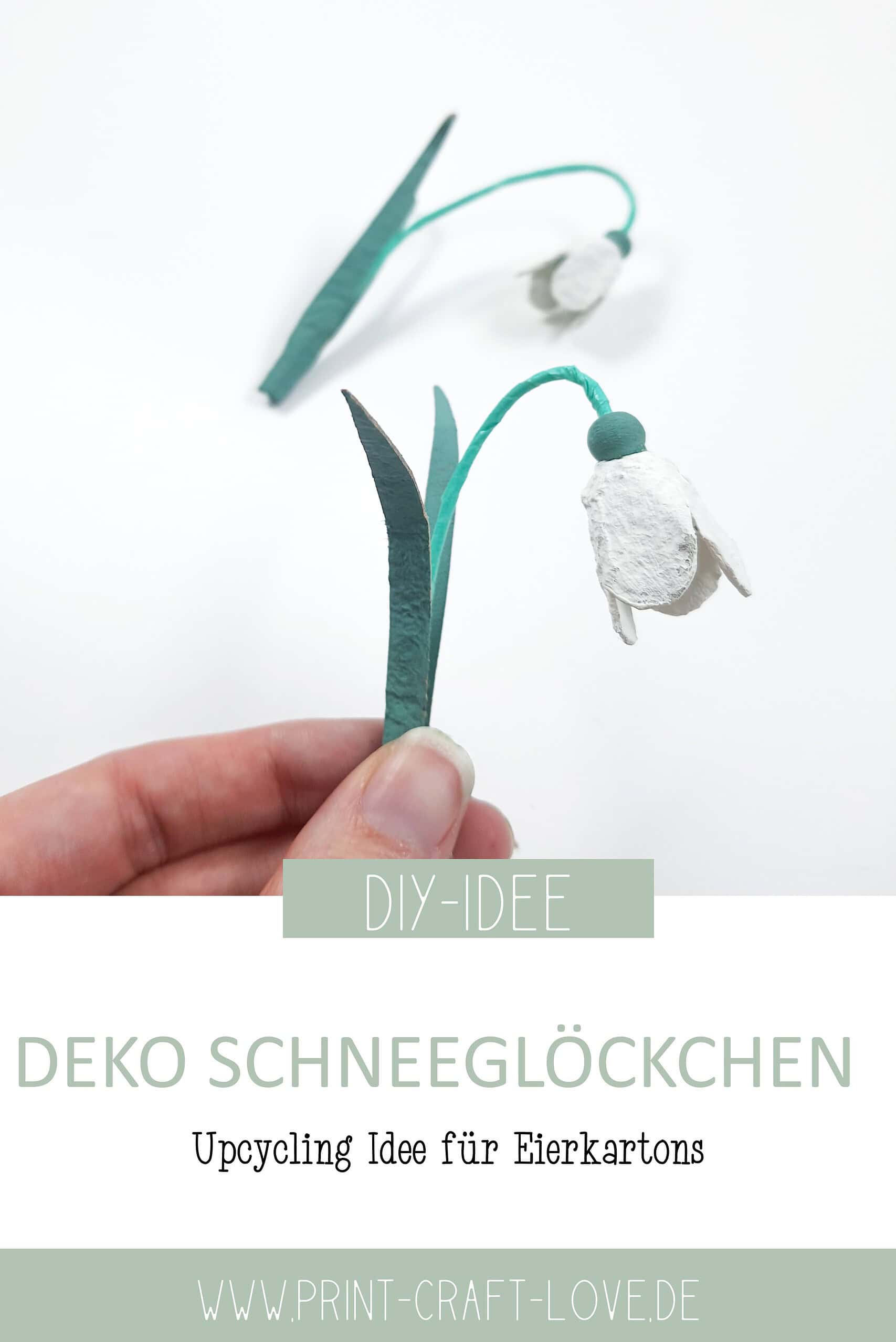 Papierblumendeko – Schneeglöckchen aus Eierkartons