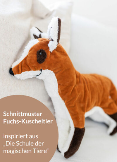 Kuscheltier-Fuchs ähnlich wie Rabbat aus “Die Schule der magischen Tiere”: Jetzt als Download-Schnittmuster!