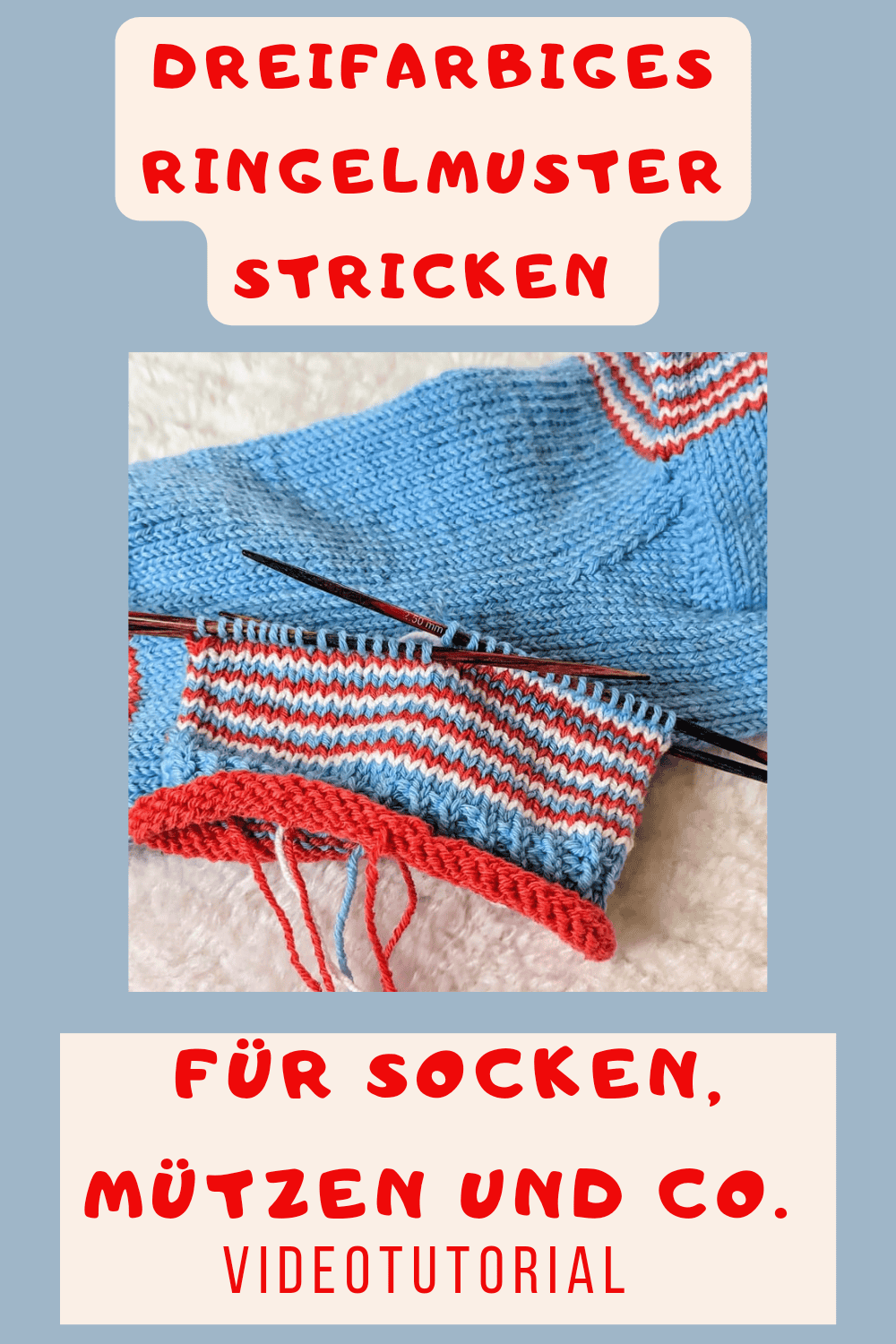 Gute-Lauune-Socken – dreifarbiges Ringelsockenmuster stricken