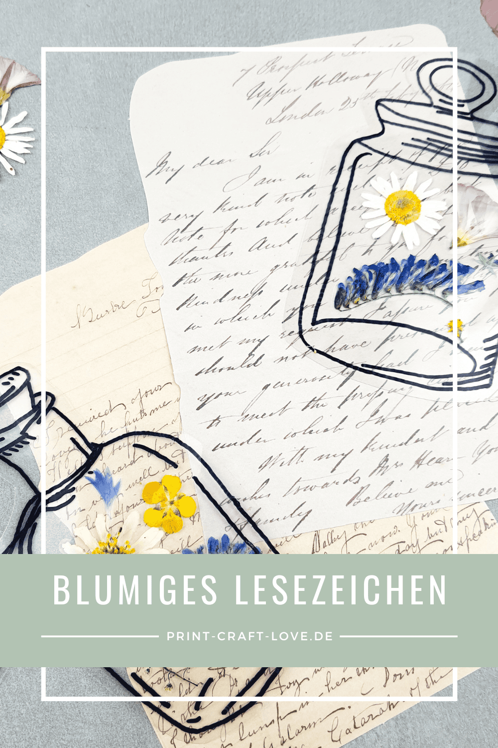 DIY Lesezeichen mit gepressten Blumen