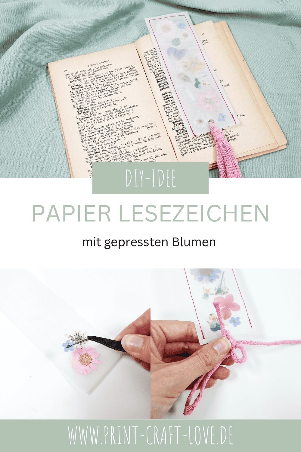 DIY Lesezeichen mit gepressten Blumen