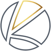 Kreatives Logo von HANDMADE Kultur mit stilisierten, geometrischen Formen in Gold, Grau und Schwarz, symbolisiert Handwerkskunst und kreative Gemeinschaft.