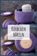 Eleganten Korb häkeln mit Holzboden und Makramee-Garn