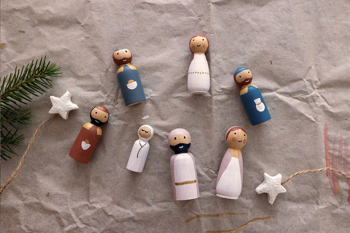 DIY-Anleitung für eine Weihnachtskrippe – Holz-Krippenfiguren für Kinder basteln