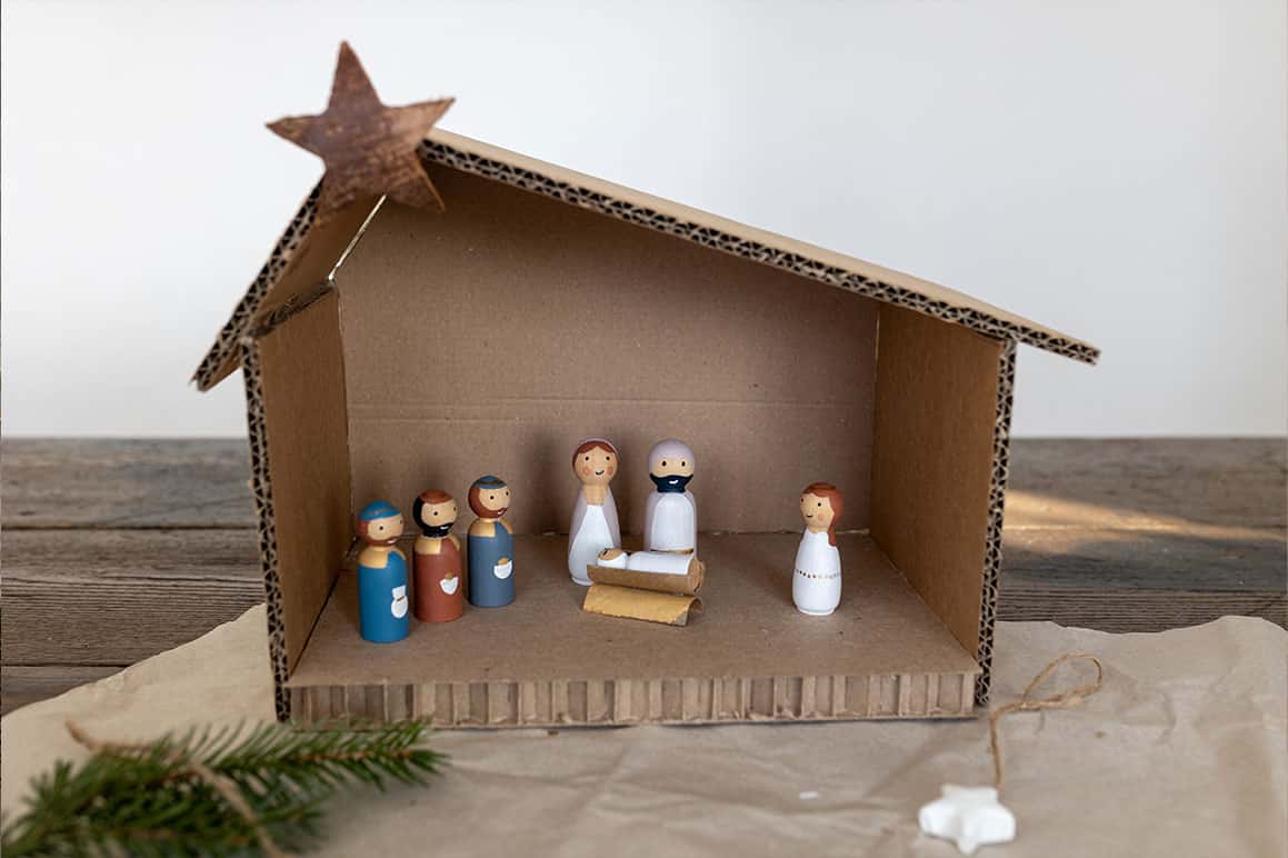 DIY-Anleitung für eine Weihnachtskrippe – Holz-Krippenfiguren für Kinder basteln
