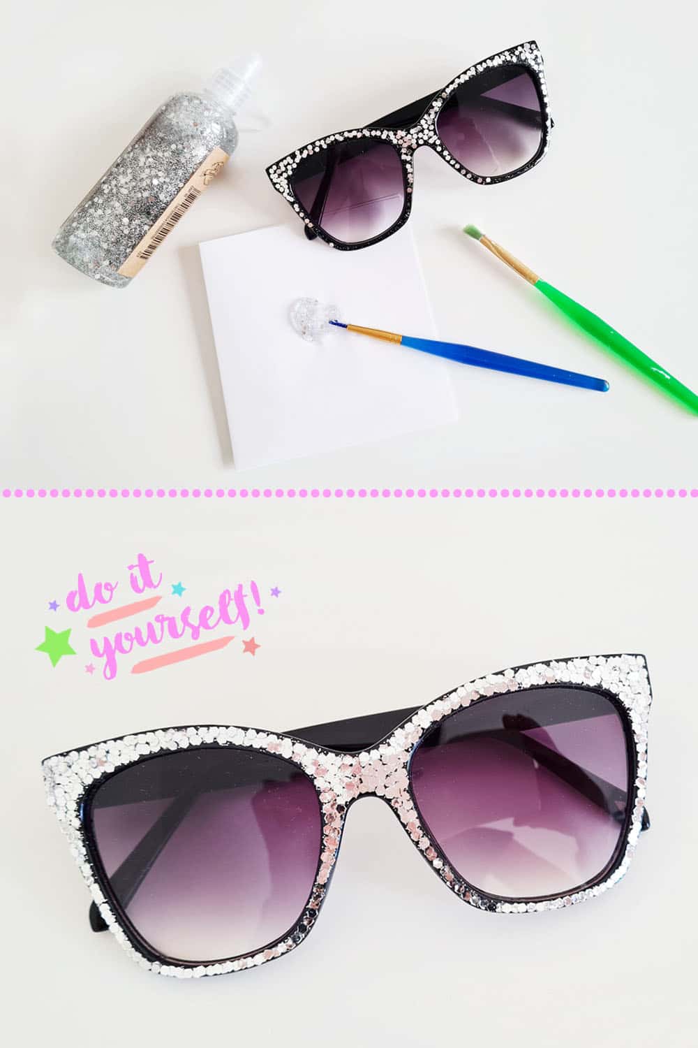DIY Glitzer-Sonnenbrille / Alte Brille upcyceln