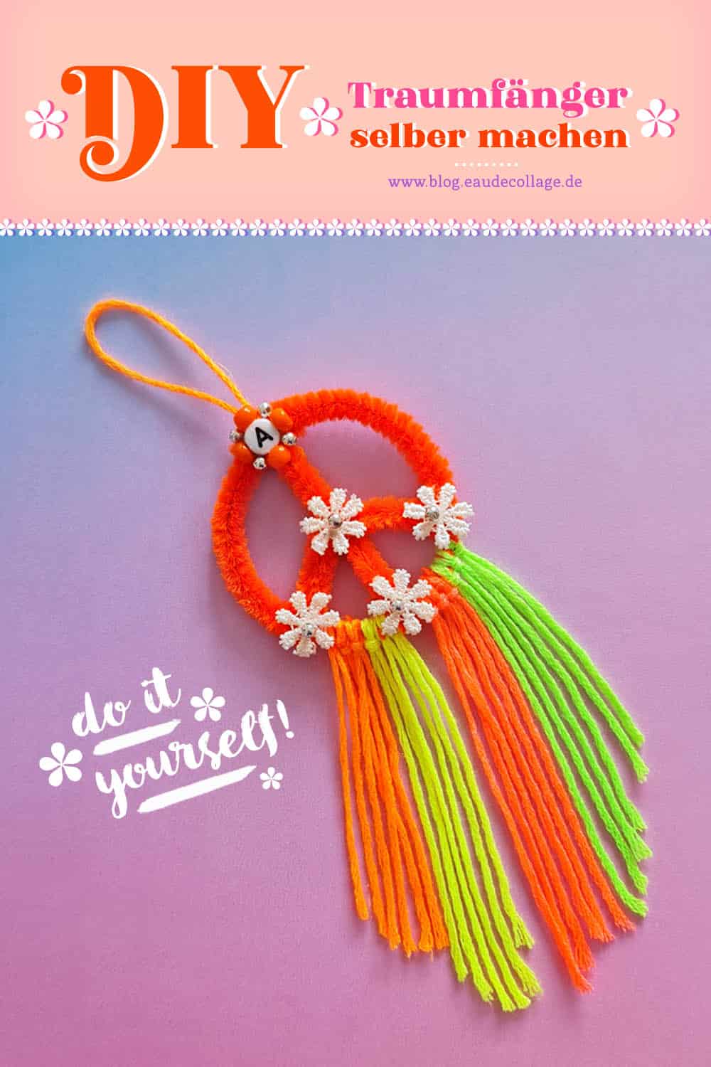 DIY Mini-Traumfänger basteln mit Peace-Zeichen