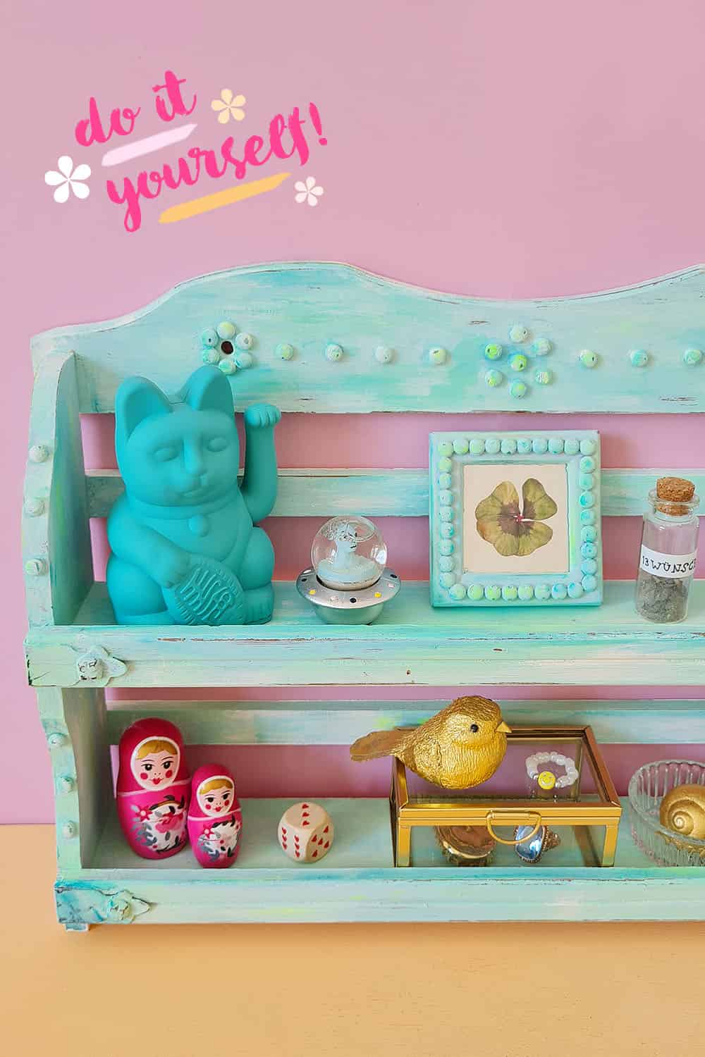 DIY Gewürzregal Upcycling / Vintage-Regal im Shabby Chic mit Kreidefarbe