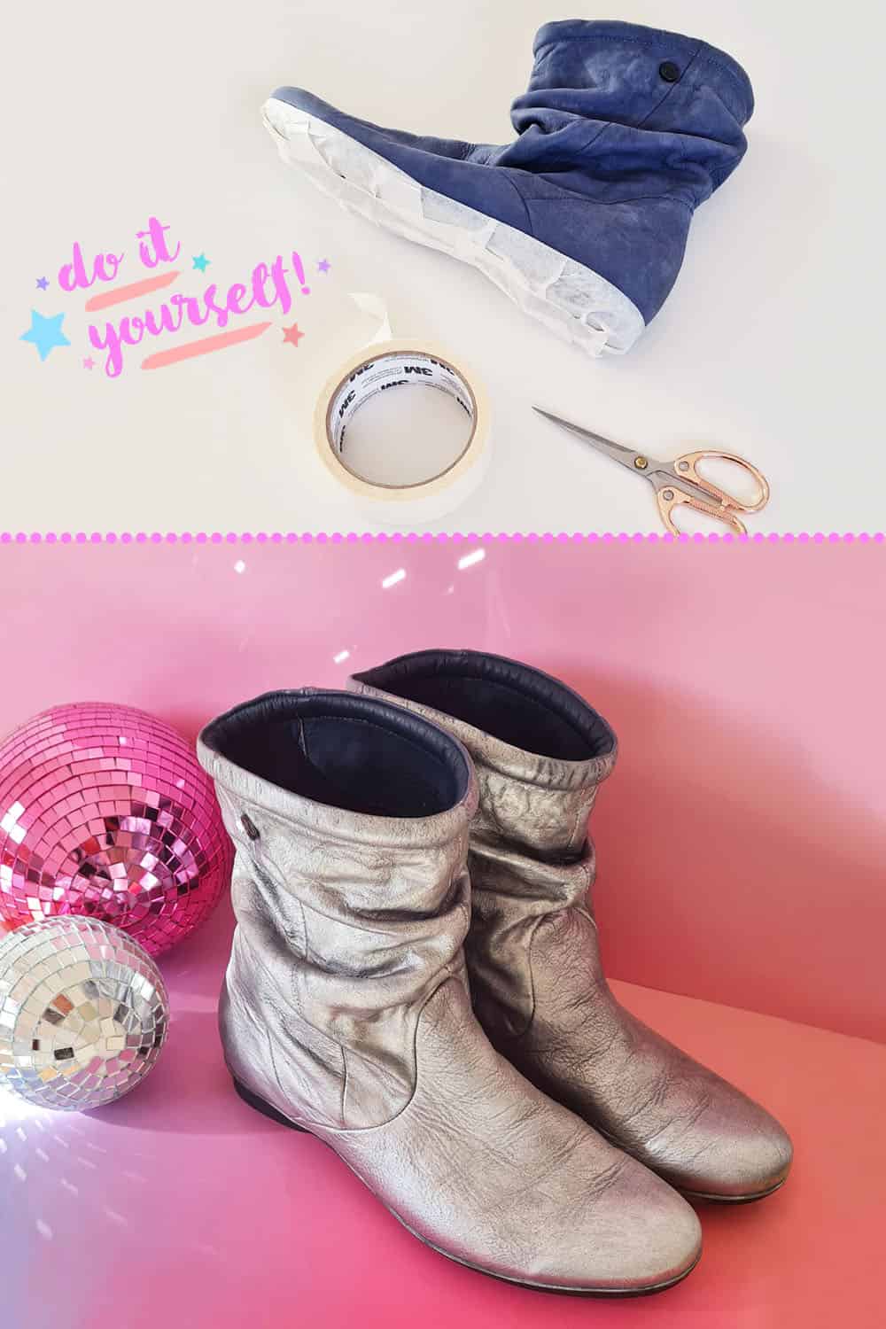 DIY Stiefel Silber-Metallic / Lederschuhe selber färben