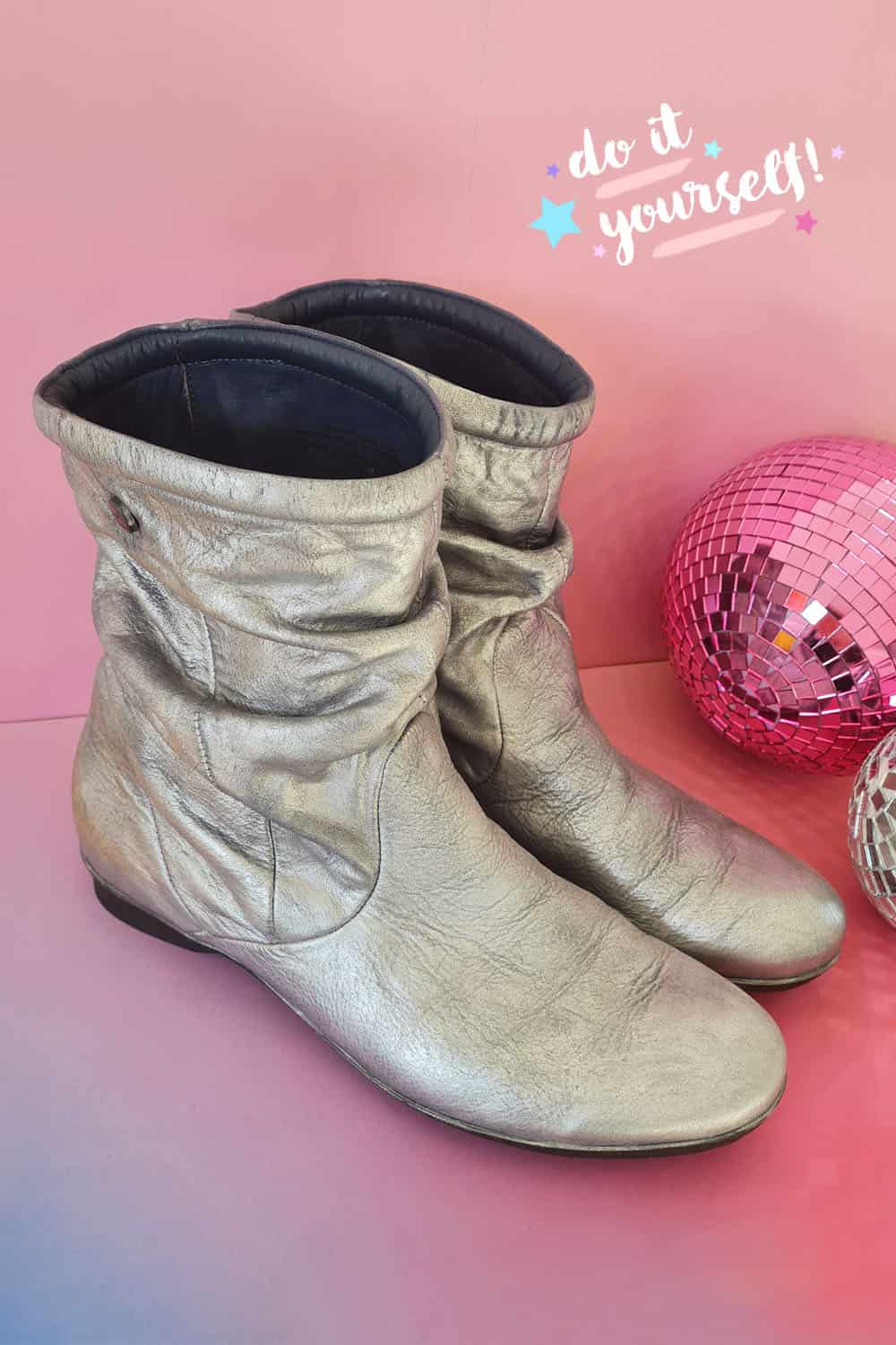 DIY Stiefel Silber-Metallic / Lederschuhe selber färben