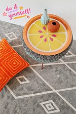 Teppich bemalen mit Textilfarbe / Waschbarer DIY Teppich