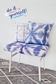 Hocker neu beziehen mit Shibori-Batikstoff