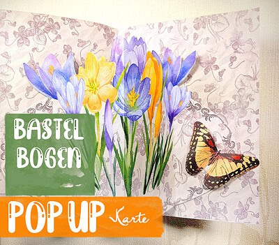 Bunte Handmade Blumenkarte mit Schmetterling, kreative Grußkarte für Bastelprojekte, mit Wasserfarben gestaltet, handgemacht, Frühlingsmotiv, schöne Bastelidee für Geschenke.