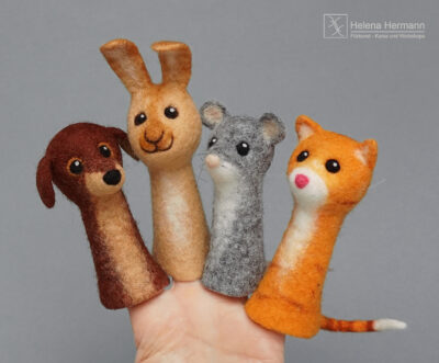 Hund, Hase, Maus oder Katze - einfache Fingerpuppen filzen Hund, Hase, Maus oder Katze - einfache Fingerpuppen filzen